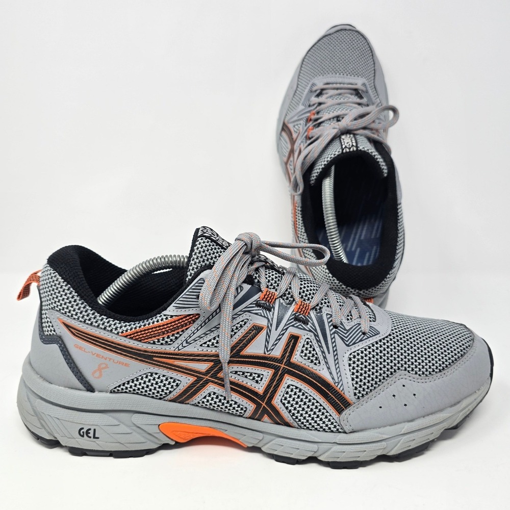 Asics Gel-Venture 8 Mens 11 Grey Orange Trail Running Shoes 1011A824